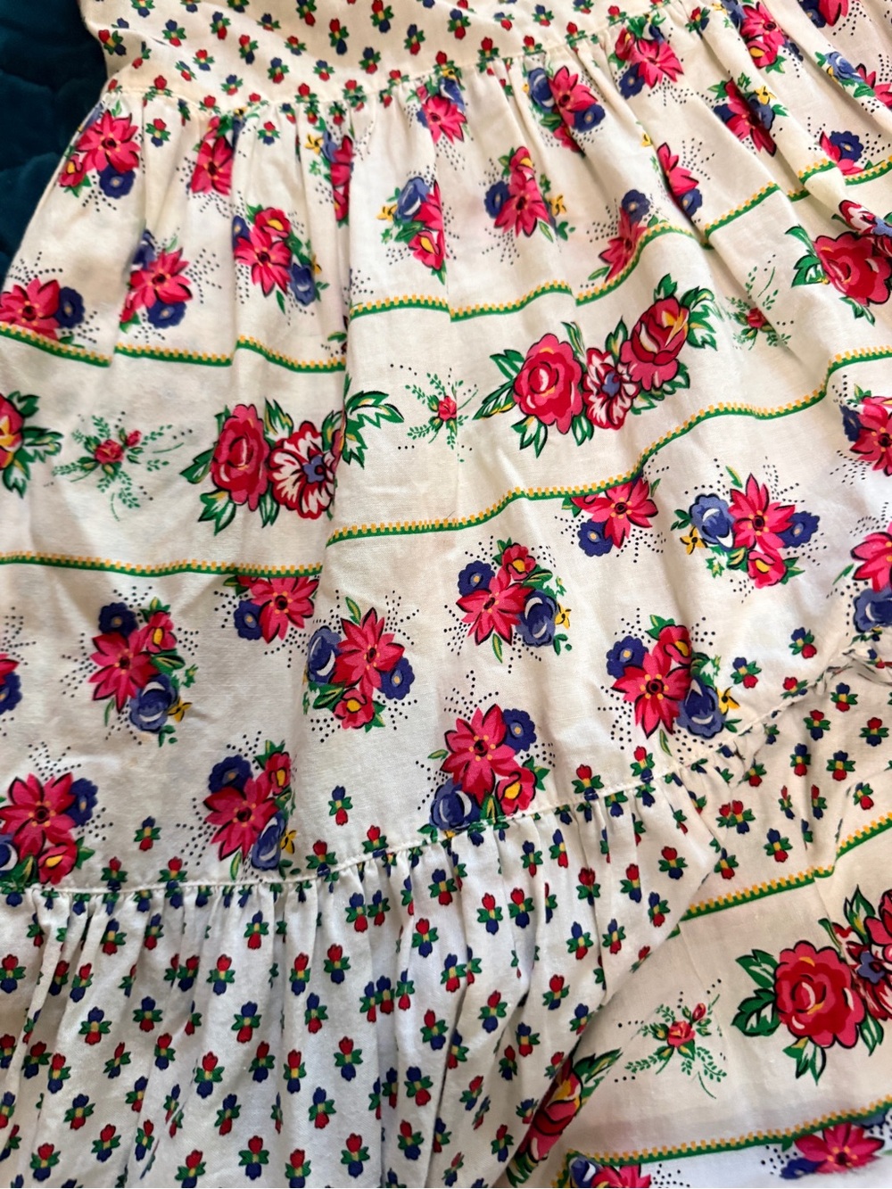 Liz Sports Claiborne Medium M 80’s Vintage White Floral Tiered Circle Skirt - Picture 7 of 7